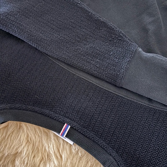 Champion Black Cropped Oversized Crewneck Sweatshirt with Knit Sleeves - Picture 6 of 7